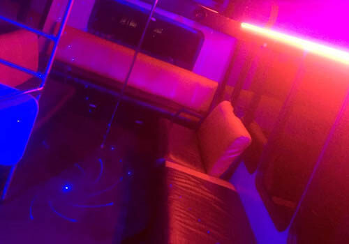 Party bus with colorful lights